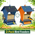 Wildpark Squirrel-Proof Bird Feeder — Triple Defense, 5-lb Capacity, Vibrant Orange & Navy