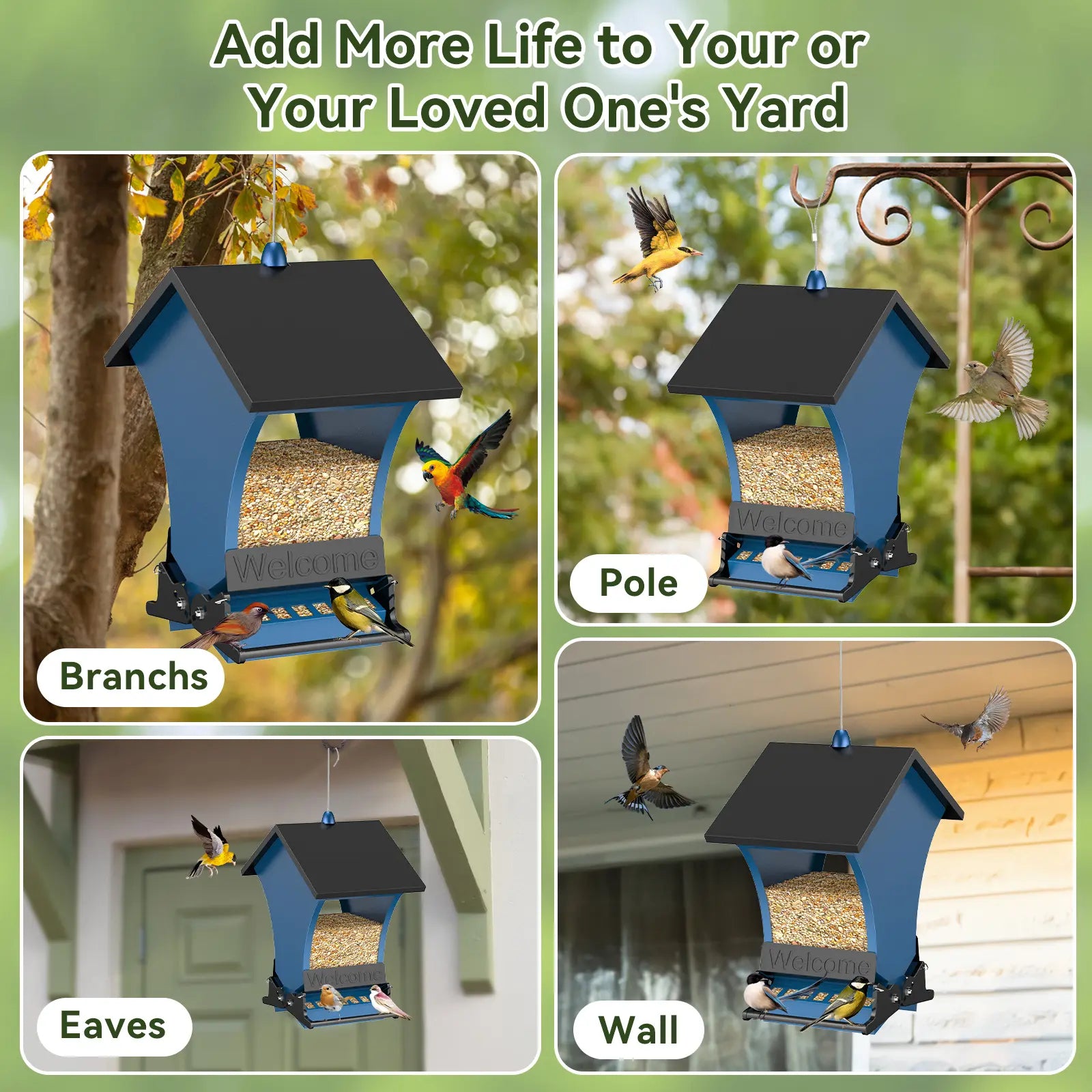 Wildpark Squirrel-Proof Bird Feeder — Triple Defense, 5-lb Capacity, Vibrant Orange & Navy