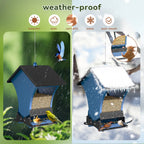 Wildpark Squirrel-Proof Bird Feeder — Triple Defense, 5-lb Capacity, Vibrant Orange & Navy