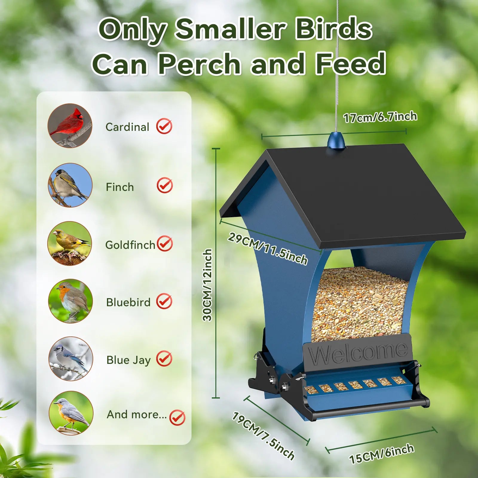 Wildpark Squirrel-Proof Bird Feeder — Triple Defense, 5-lb Capacity, Vibrant Orange & Navy